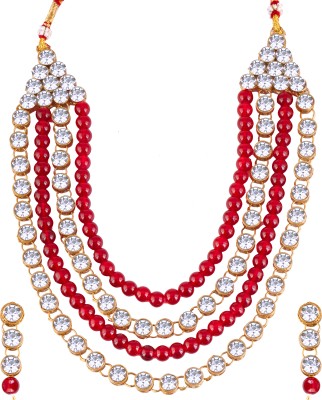 Heer Collection Brass, Dori, Alloy Gold-plated White, Gold, Maroon Jewellery Set(Pack of 1)