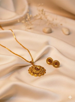 Ruvya Jewels Brass Gold-plated Gold Jewellery Set(Pack of 1)