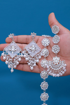 VISITART JEWELLERY Alloy Silver White Jewellery Set(Pack of 3)