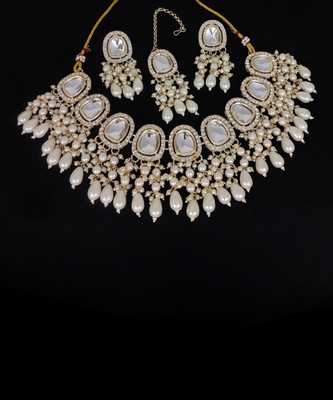 MAHADEV Alloy Gold-plated White Jewellery Set(Pack of 4)