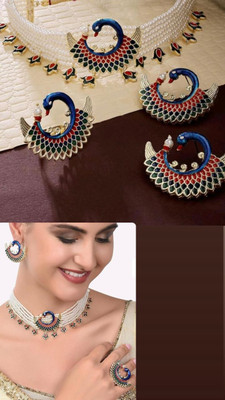 parth fancy artificial Alloy Gold-plated Gold Jewellery Set(Pack of 1)