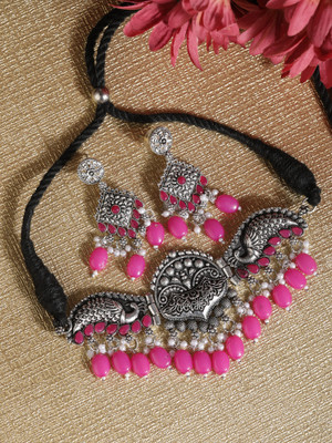 Bhagya Lakshmi Alloy Silver Multicolor Jewellery Set(Pack of 1)
