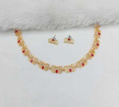RAHUL TRADERS Alloy Gold-plated Red Jewellery Set(Pack of 1)