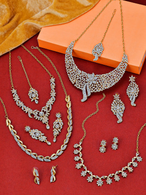 Sukkhi Alloy Gold-plated White, Gold Jewellery Set(Pack of 10)