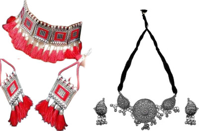 JMBW INTERNATIONAL Alloy Black, Silver, Red, Silver Jewellery Set(Pack of 2)