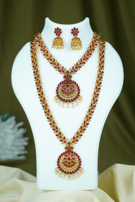 DC Alloy Maroon Jewellery Set(Pack of 1)