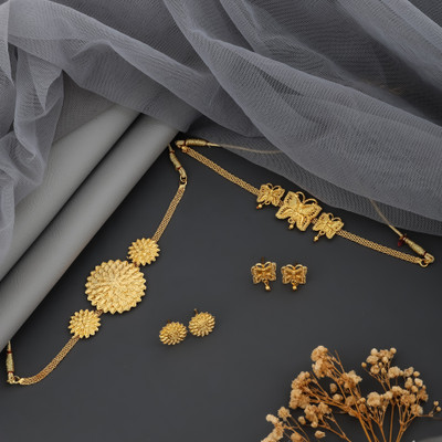 JD ART Alloy Gold-plated Gold Jewellery Set(Pack of 2)