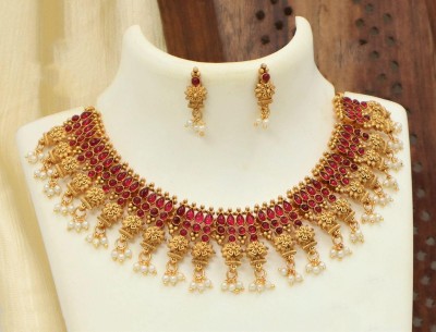 BHARGAV ART Alloy Maroon Jewellery Set(Pack of 1)