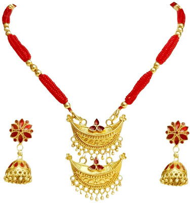 balaji gold Copper Gold-plated Red Jewellery Set(Pack of 1)