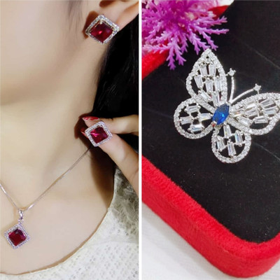 Vipunj Alloy Sterling Silver Blue Jewellery Set(Pack of 3)