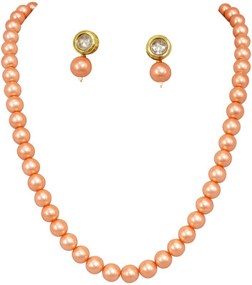 Weldecor Mother of Pearl Orange Jewellery Set(Pack of 1)