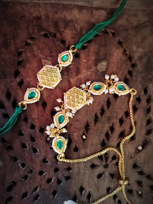 Paladiya Krafts Brass Brass Green Jewellery Set(Pack of 2)