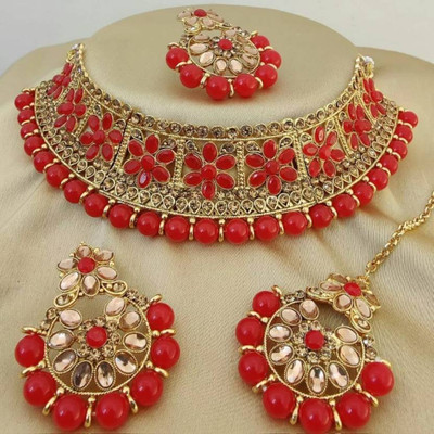 Mystory Alloy Red Jewellery Set(Pack of 1)