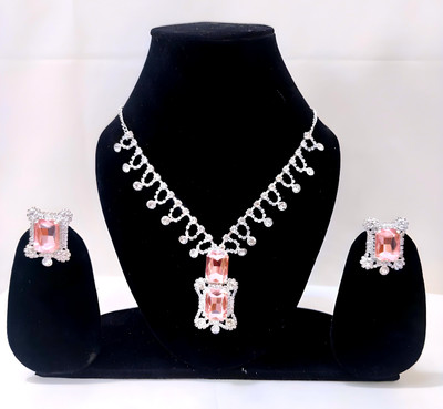 Lovewala Alloy Silver Pink Jewellery Set(Pack of 3)