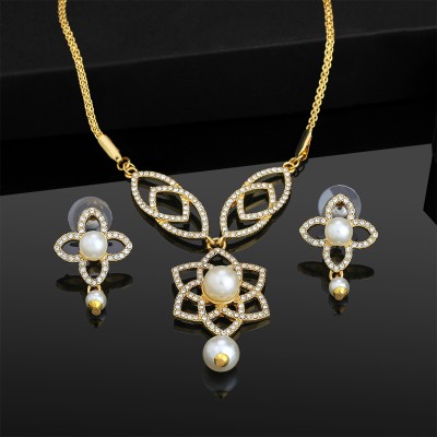 Estele Alloy Gold-plated White Jewellery Set(Pack of 3)