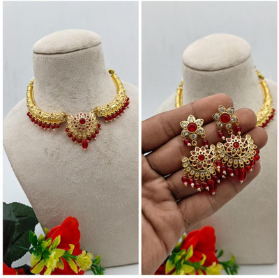MK Gallery Alloy Red Jewellery Set(Pack of 1)