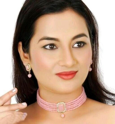 radhee imitation Brass Brass Pink Jewellery Set(Pack of 2)