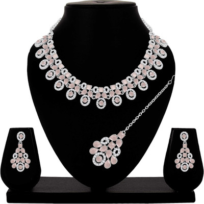 SAIYONI Alloy Silver Pink Jewellery Set(Pack of 4)