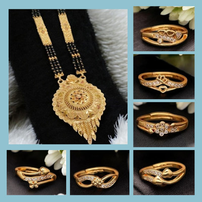 Hetshree Brass Gold-plated Gold, Multicolor Jewellery Set(Pack of 7)