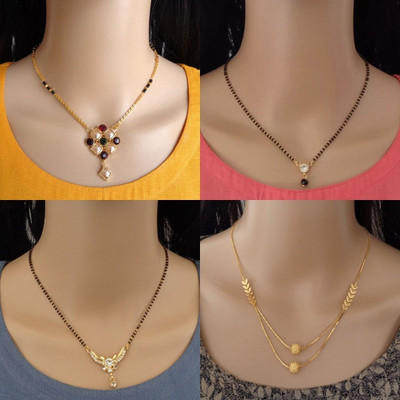 RAMDEV ART FASHION JEWELLERY Stylish Alloy Gold Plated Mangalsutra Tanmaniya For Women Alloy Mangalsutra