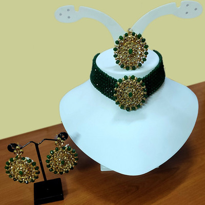 AMHRIK IMITATION Alloy Gold-plated Green Jewellery Set(Pack of 1)