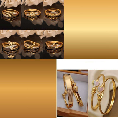 Parisal Brass Gold-plated Red, Silver, Purple, Pink Jewellery Set(Pack of 8)