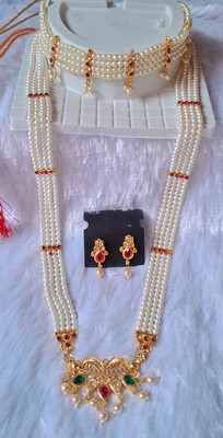 AGASTYA CREATIONS Brass, Stone, Mother of Pearl, Alloy Gold-plated Multicolor Jewellery Set(Pack of 1)