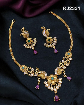 Dharmkul Brass, Copper Gold-plated Multicolor Jewellery Set(Pack of 1)