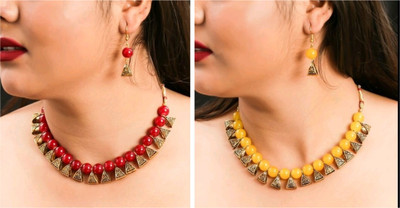 Ronak Jewels Alloy Gold-plated Red, Yellow Jewellery Set(Pack of 2)