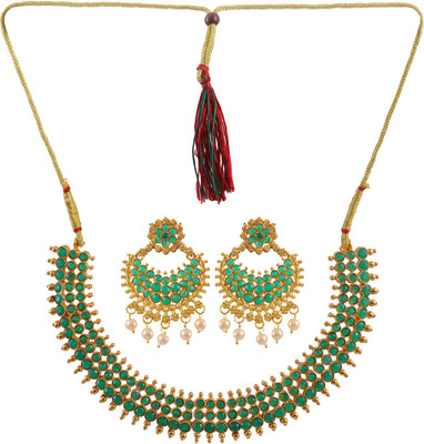 ANOUK Alloy Gold-plated Green Jewellery Set(Pack of 1)