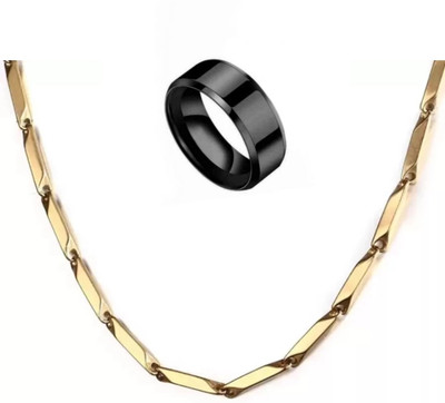 Vipunj Brass, Alloy, Stainless Steel Titanium, Gold-plated Gold, Black Jewellery Set(Pack of 2)
