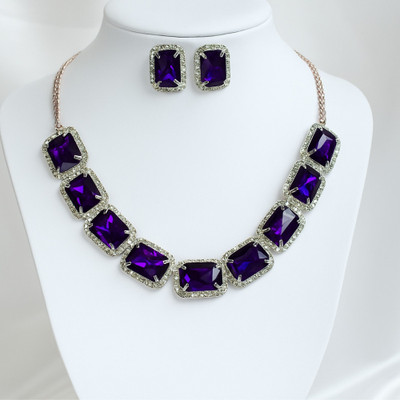 Amoha Lifestyle Alloy Silver Purple, Silver Jewellery Set(Pack of 3)