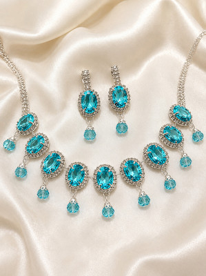 MystiqueMetals Stone, Alloy Blue Jewellery Set(Pack of 1)