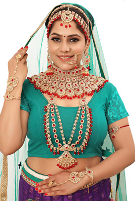 KK IMMITATION Alloy Gold-plated Red Jewellery Set(Pack of 10)
