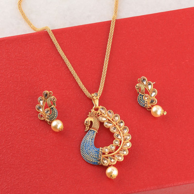 SILVER SHINE Alloy Gold-plated Blue, Gold Jewellery Set(Pack of 1)