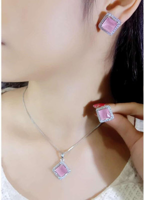 BSC Gallery Alloy Pink Jewellery Set(Pack of 1)