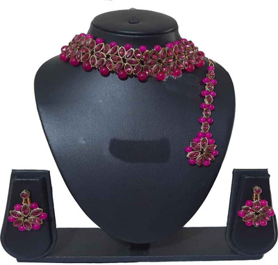 STYLISH DUDE Mother of Pearl, Alloy Gold-plated Pink, Pink Jewellery Set(Pack of 1)