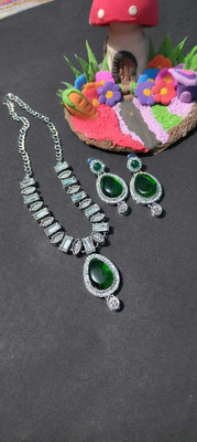 ali Alloy Sterling Silver Green Jewellery Set(Pack of 1)