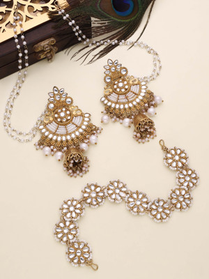 Divastri Brass Gold-plated Gold, White Jewellery Set(Pack of 2)