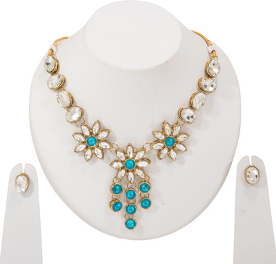 Ronak Jewels Alloy Gold-plated Turquoise Jewellery Set(Pack of 1)