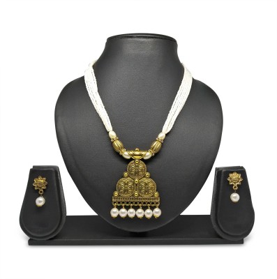 vira fashion hub Metal Gold-plated Gold, White Jewellery Set(Pack of 1)