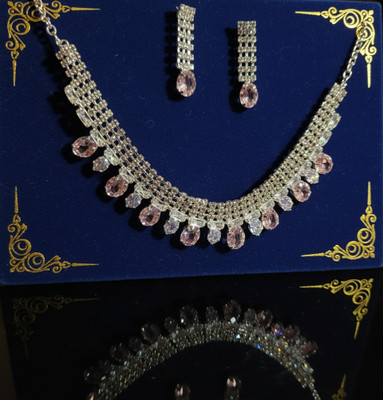 Tanvika Jewels Alloy Pink Jewellery Set(Pack of 1)