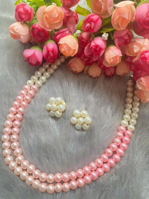 DENICRAAS Alloy Brass Pink, White Jewellery Set(Pack of 1)