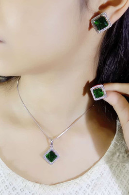 house of common Alloy Sterling Silver Green Jewellery Set(Pack of 2)