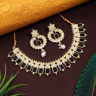 sharneshwar Alloy Gold-plated Black Jewellery Set(Pack of 1)