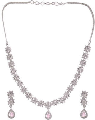 Jewels Nest Stainless Steel Silver Pink Jewellery Set(Pack of 3)