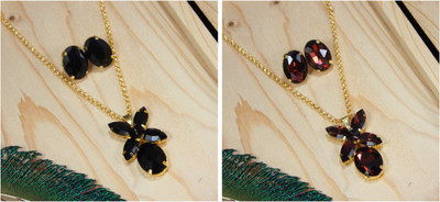 Ronak Fashion Alloy Gold-plated Black, Maroon Jewellery Set(Pack of 2)