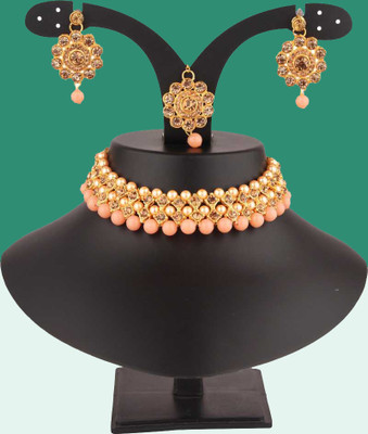 Arti creations Alloy Gold, Orange Jewellery Set(Pack of 1)