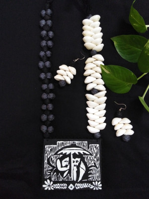 sakhicreation Fabric Black, White Jewellery Set(Pack of 1)