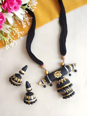 Crafts Creator Terracotta Black Jewellery Set(Pack of 3)